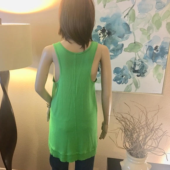 C&G Lime Green Vneck Racerback Hi Low Tank - Picture 5 of 6
